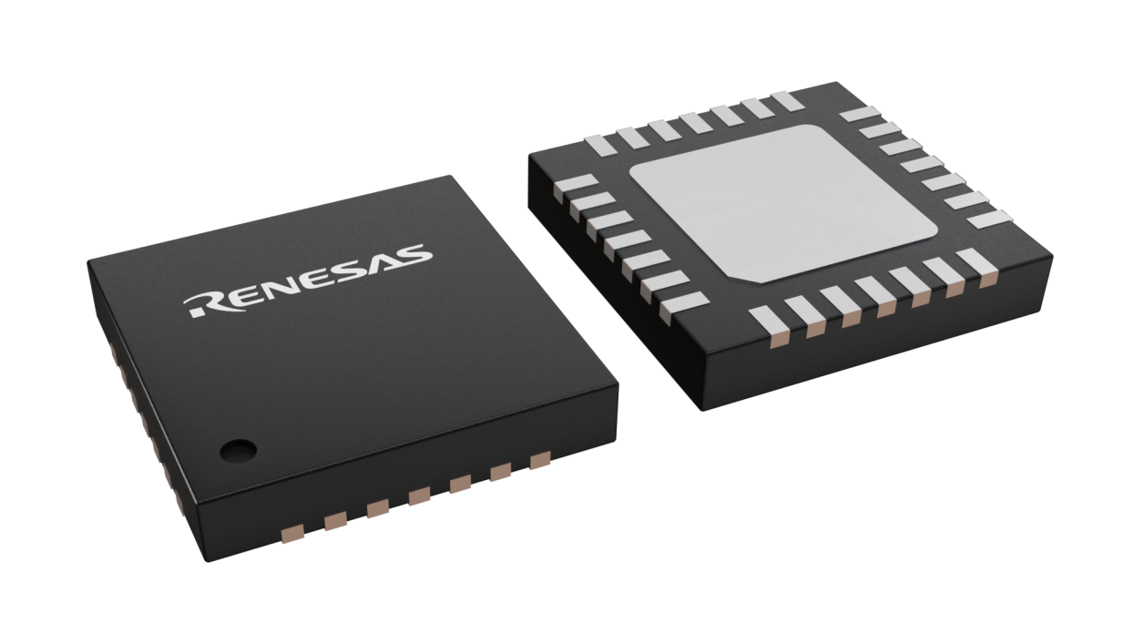 3D illustration featuring top and bottom views of QFN chip package with 28 lead count.