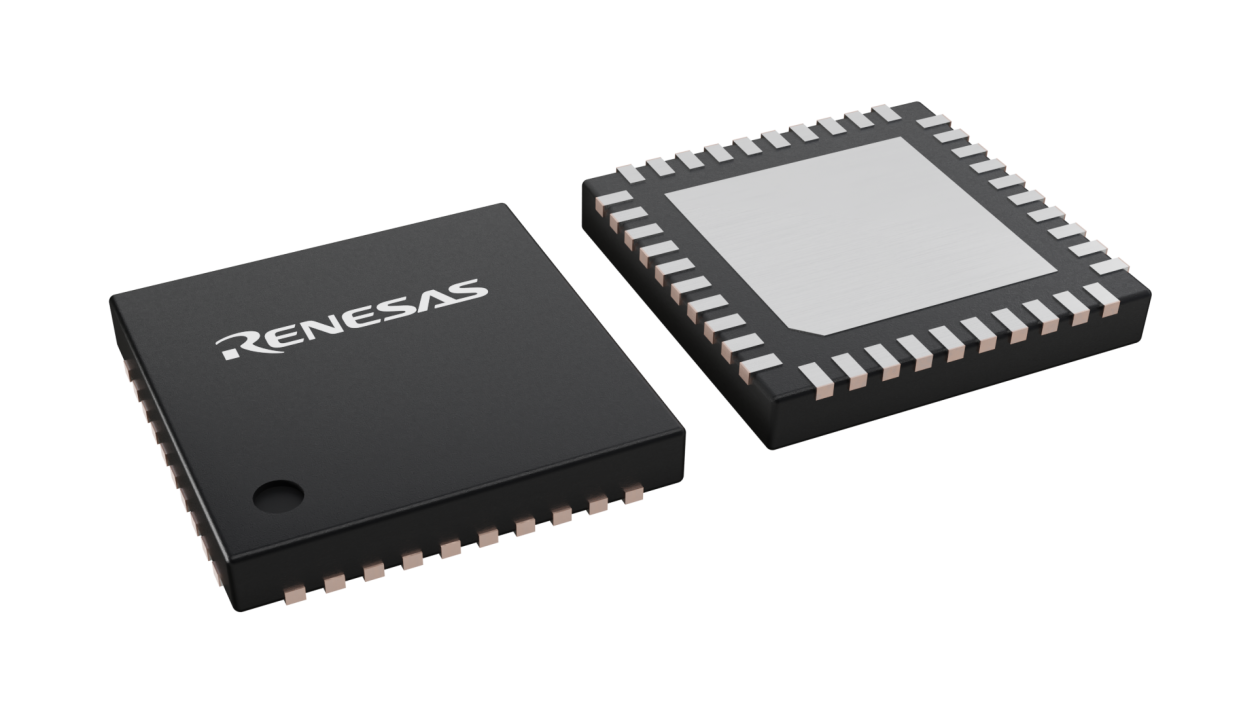 3D illustration featuring top and bottom views of QFN chip package with 40 lead count.