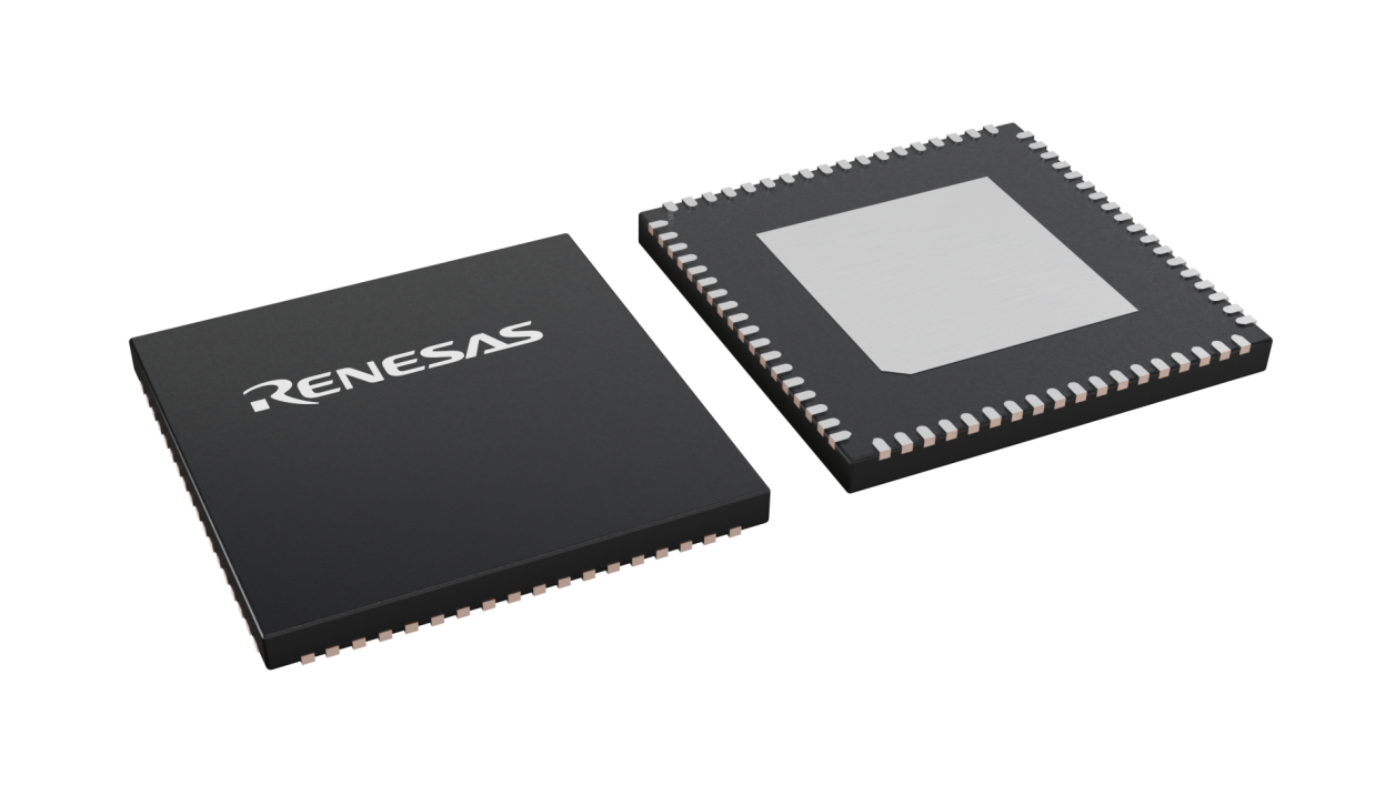 3D illustration featuring top and bottom views of QFN chip package with 72 lead count.