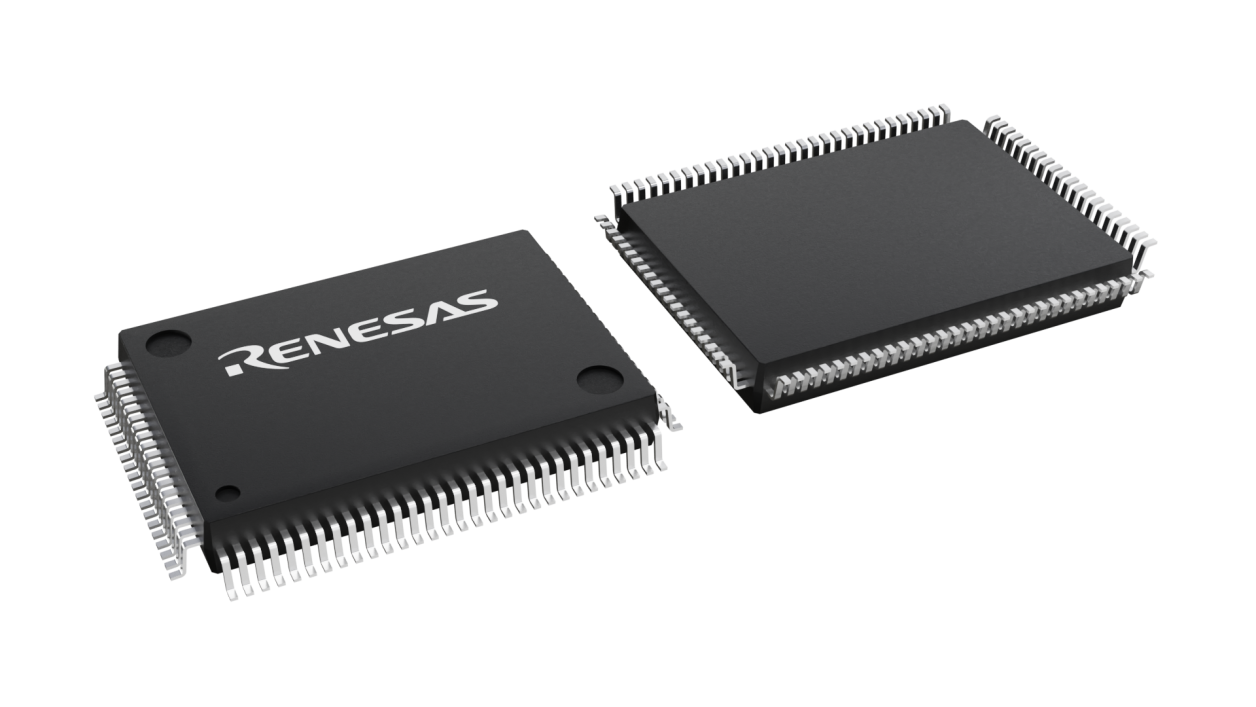 3D illustration featuring top and bottom views of QFP chip package with 100 lead count.