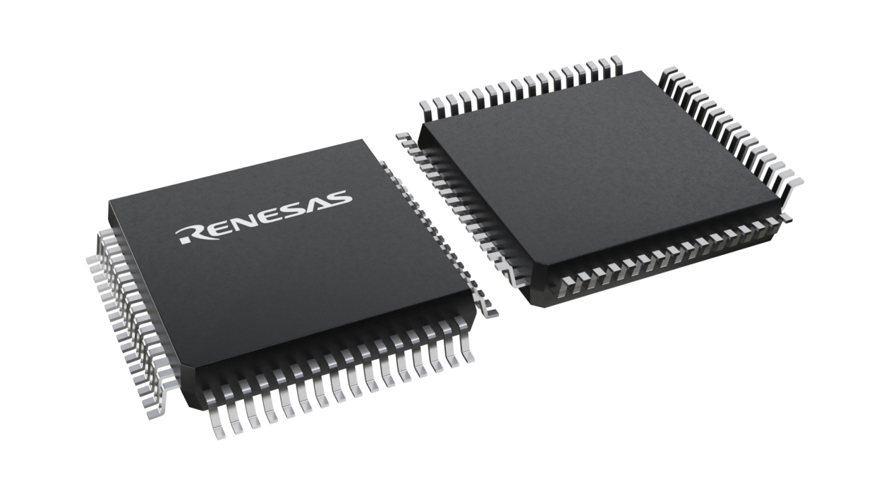 3D illustration featuring top and bottom views of QFP chip package with 64 lead count.