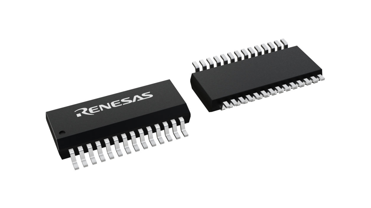 3D illustration featuring top and bottom views of QSOP chip package with 28 lead count.