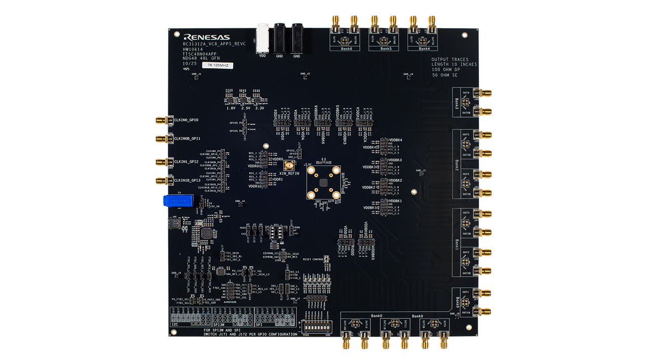 RC31312-EVB 评估板的顶视图。
