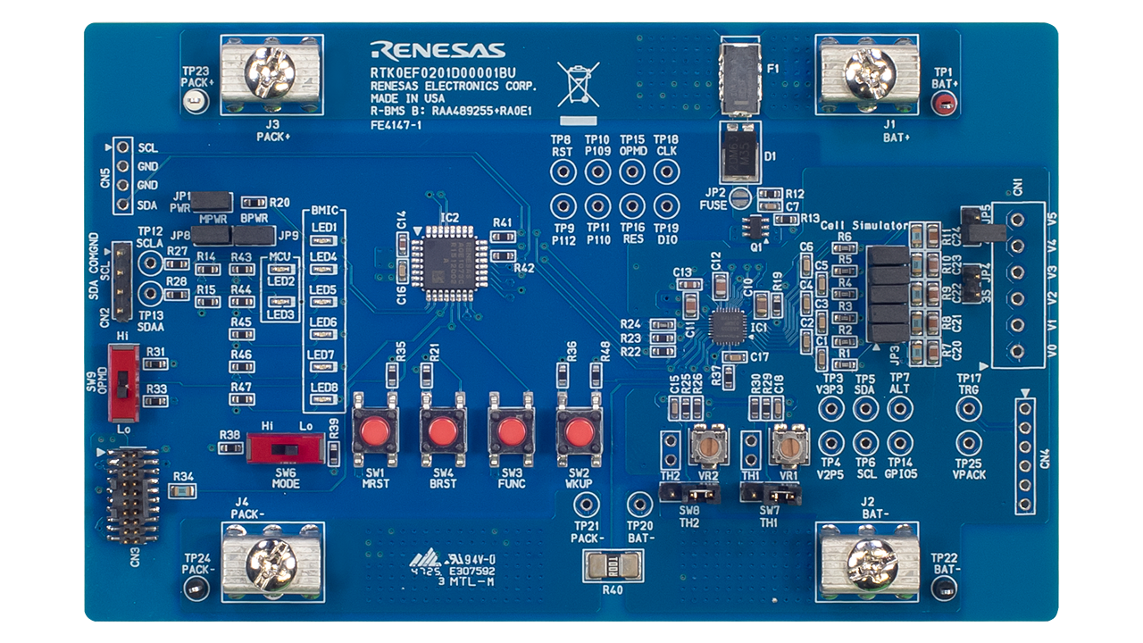 Top view of the RTK0EF0201D00001BU reference board.