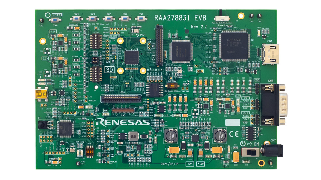 RTKA278831Bx0000BU ASIL B 视频诊断 IC 评估板 - 顶视图