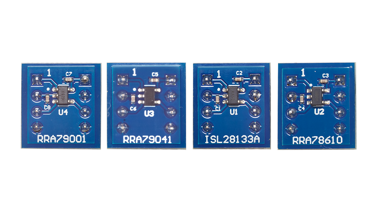 RTKAOPAMPEVKIT1Z daughter cards' top view.