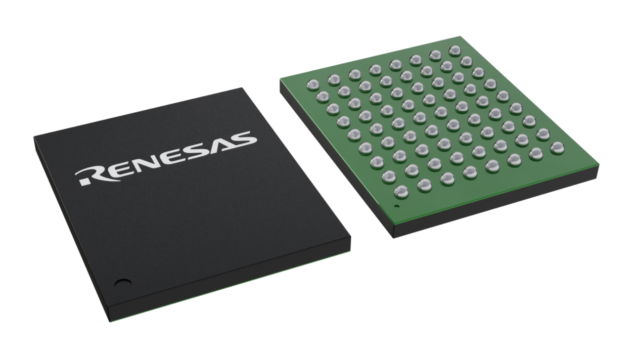 3D illustration featuring top and bottom views of S-UFBGA chip package with 72 lead count.