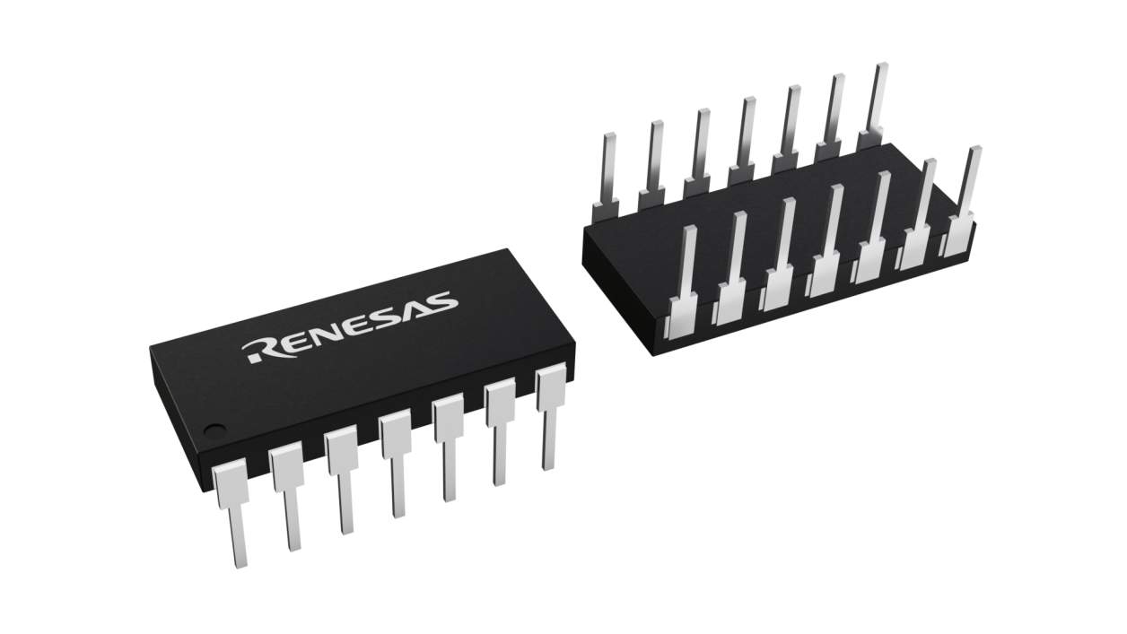 3D illustration featuring top and bottom views of SBDIP chip package with 14 lead count.