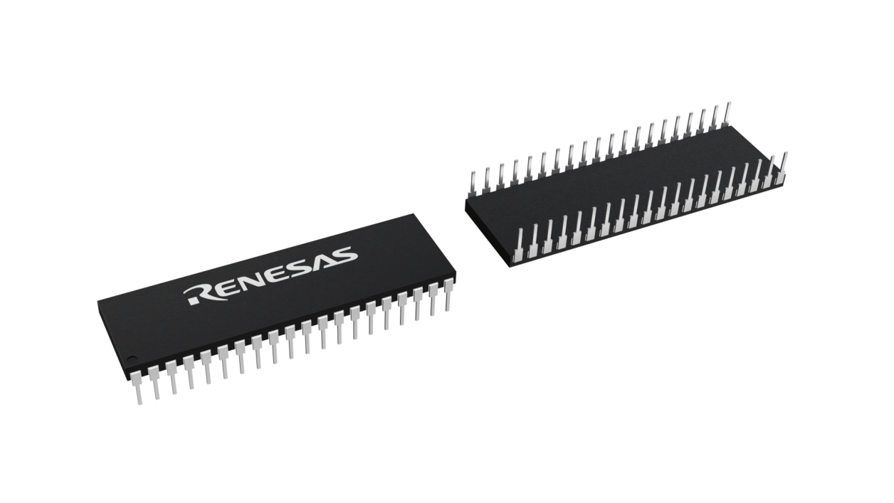 3D illustration featuring top and bottom views of SBDIP chip package with 40 lead count.