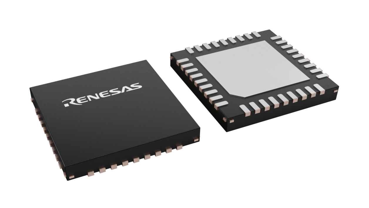 3D illustration featuring top and bottom views of SCQFN chip package with 36 lead count.