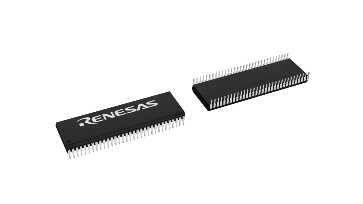 3D illustration featuring top and bottom views of SDIP chip package with 64 lead count.