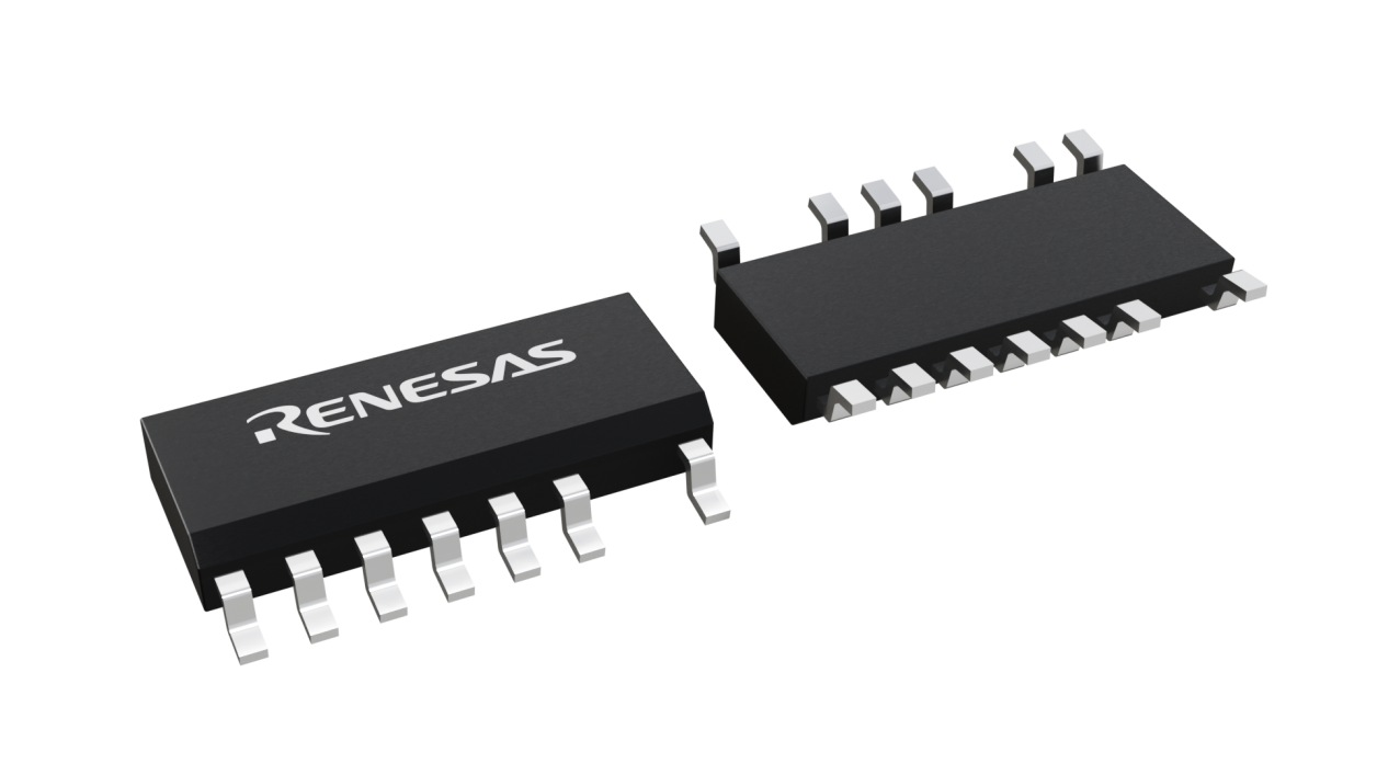 3D illustration featuring top and bottom views of SOICN chip package with 13 lead count.