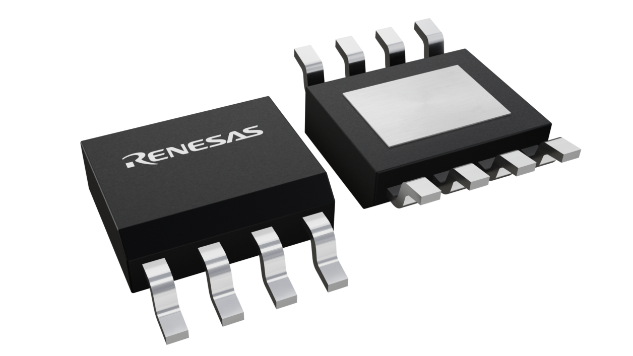3D illustration featuring top and bottom views of SOICN-EP chip package with 8 lead count.