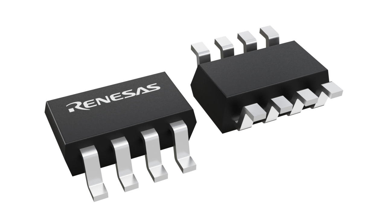 3D illustration featuring top and bottom views of SOT chip package with 8 lead count.