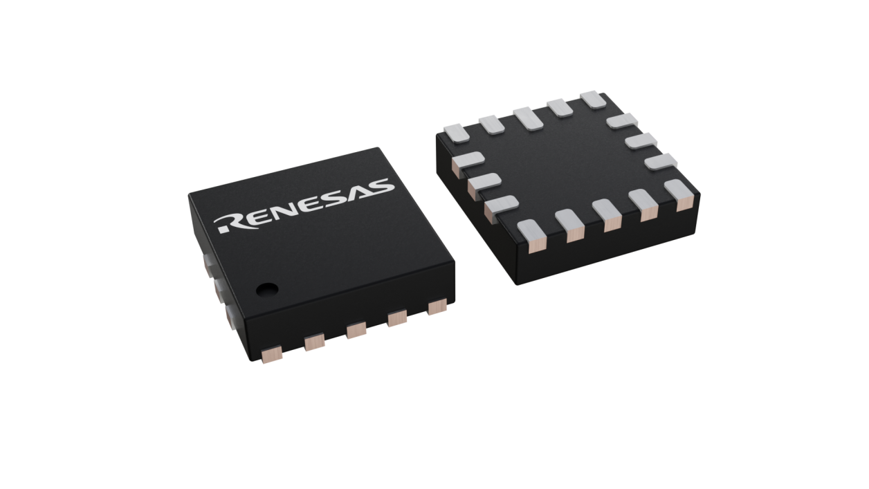 3D illustration featuring top and bottom views of STQFN chip package with 16 lead count.