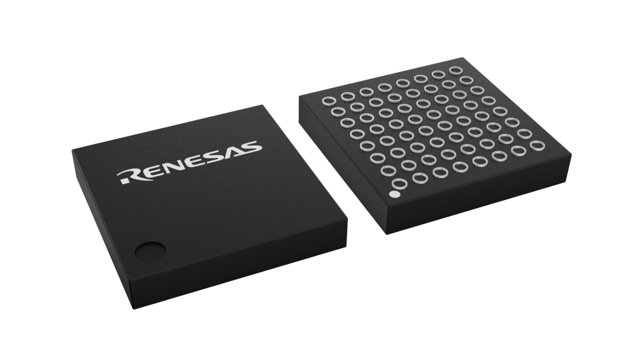 3D illustration featuring top and bottom views of TFLGA IC chip package with 64 lead count.
