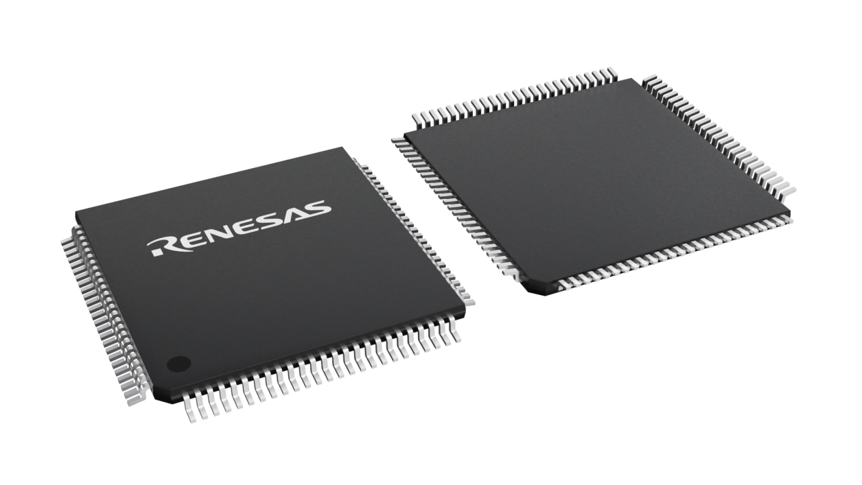 3D illustration featuring top and bottom views of TFQFP chip package with 100 lead count.