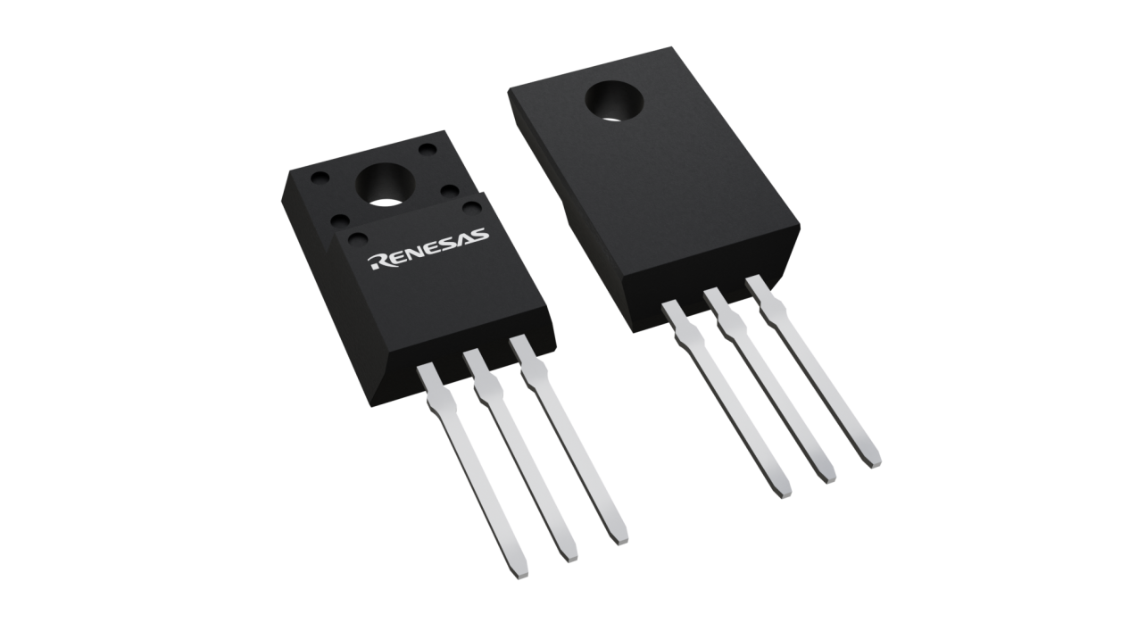 3D illustration featuring top and bottom views of TO-220FL chip package with 3 lead count.