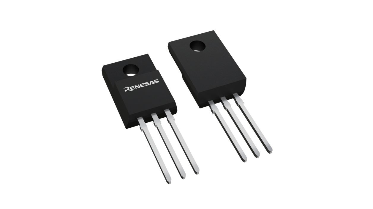3D illustration featuring top and bottom views of TO-220FN chip package with 4 lead count.