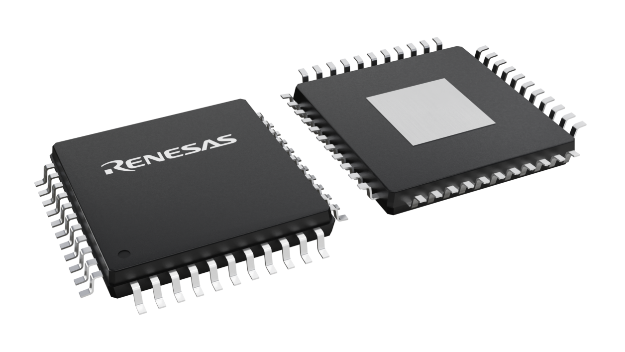 3D illustration featuring top and bottom views of TQFP-EP chip package with 44 lead count.