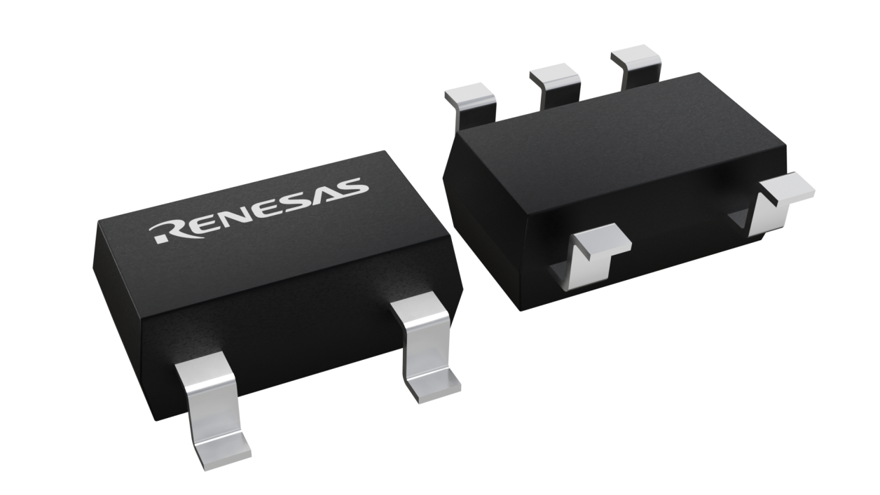 3D illustration featuring top and bottom views of TSOT IC chip package with 5 lead count.