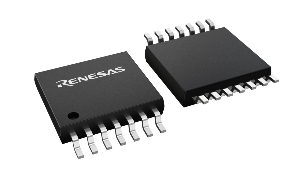 3D illustration featuring top and bottom views of TSSOP IC chip package with 14 lead count.