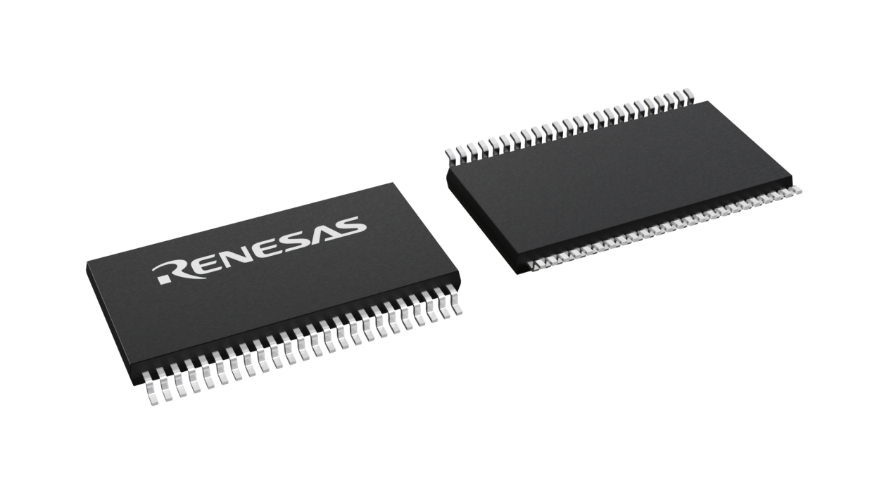 3D illustration featuring top and bottom views of TSSOP IC chip package with 48 lead count.