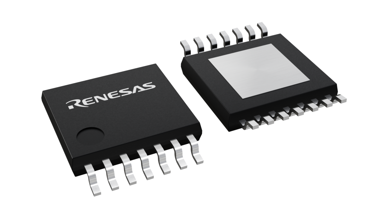 3D illustration featuring top and bottom views of TSSOP-EP IC chip package with 4 lead count.