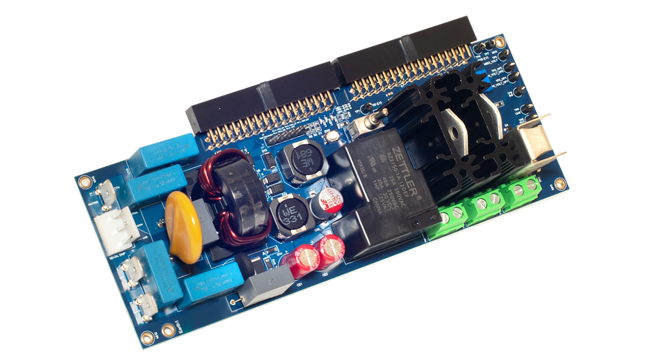 Angled view of US106-TRIACMTDEMOZ board.