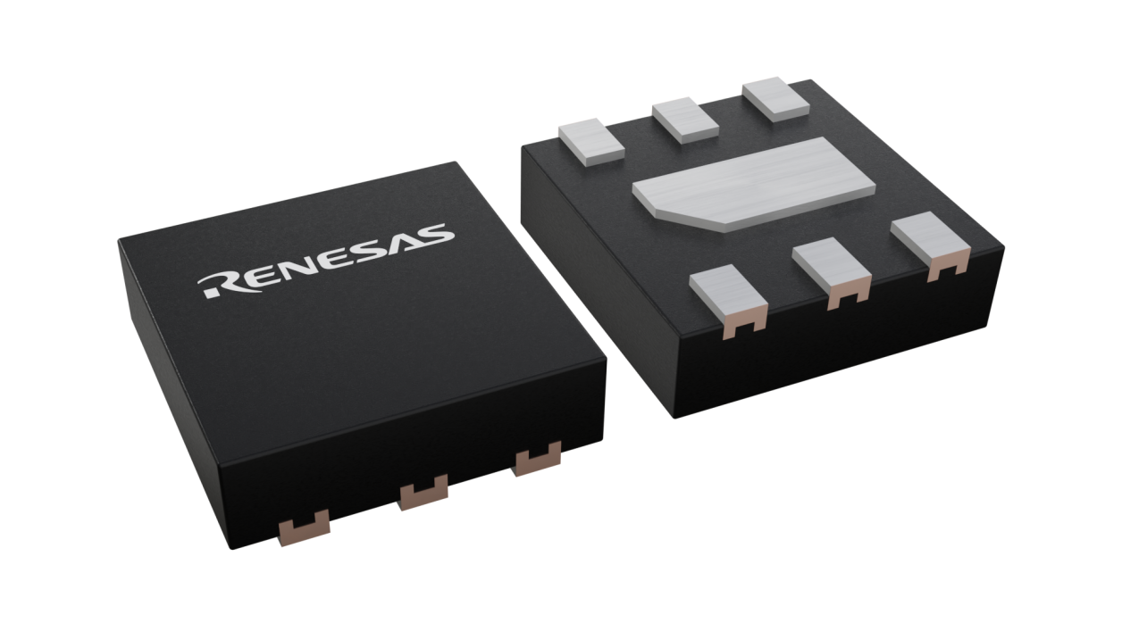 3D illustration featuring top and bottom views of UTDFN IC chip package with 6 lead count.