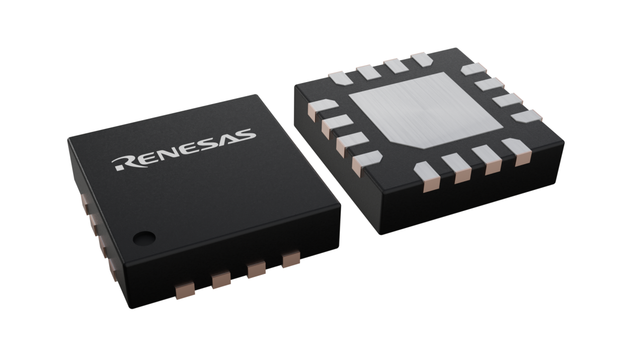 3D illustration featuring top and bottom views of VFQFPN IC chip package with 16 lead count.