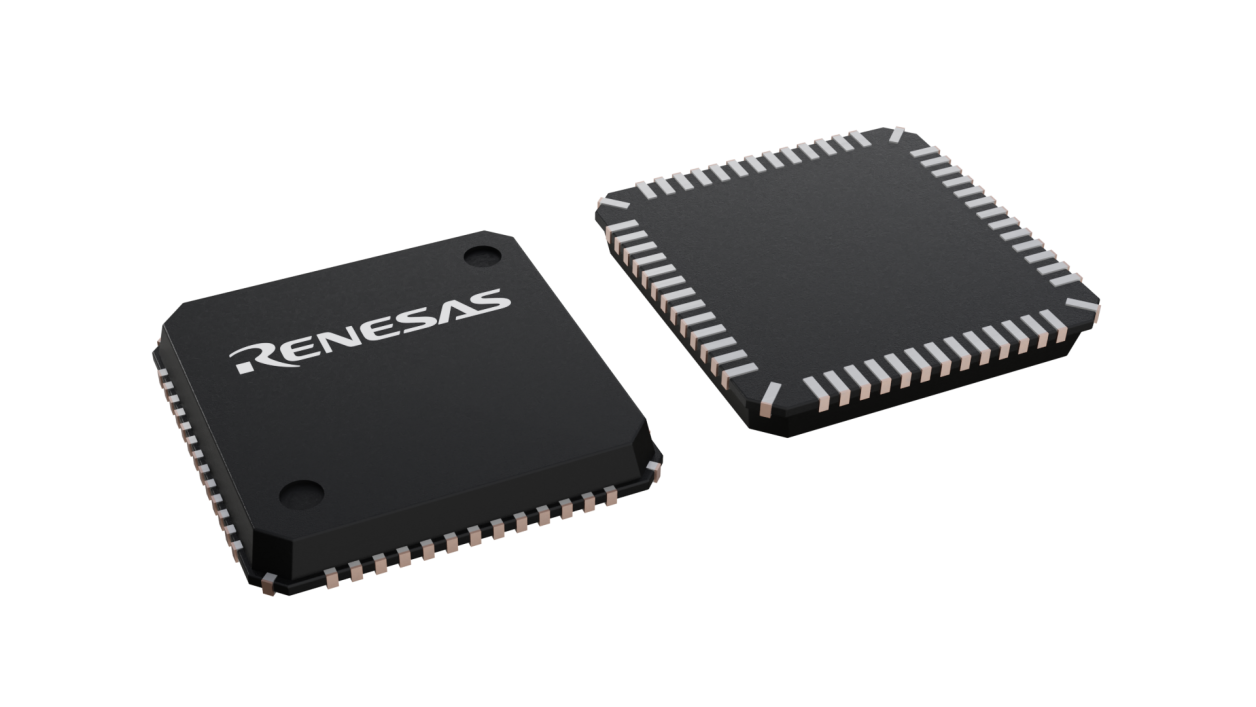 3D illustration featuring top and bottom views of VQFN IC chip package with 52 lead count.