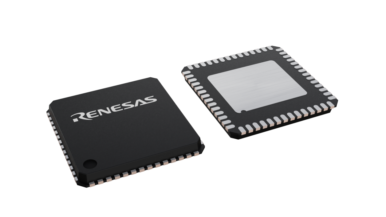 3D illustration featuring top and bottom views of WFQFN IC chip package with 56 lead count.