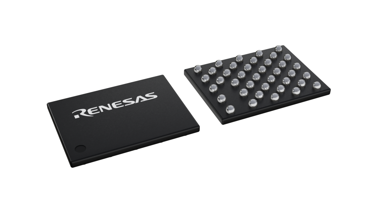 3D illustration featuring top and bottom views of WLCSP IC chip package with 39 lead count