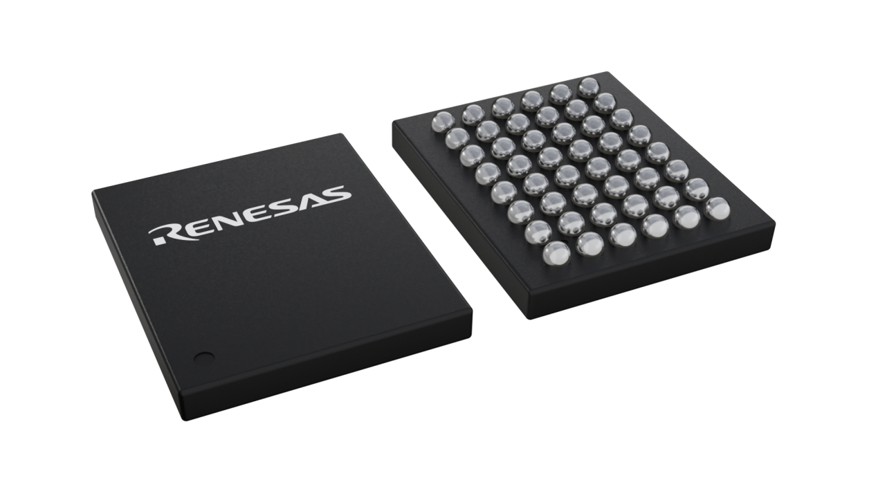 3D illustration featuring top and bottom views of WLCSP IC chip package with 48 lead count.