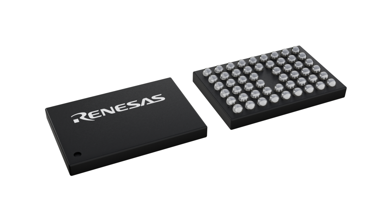 3D illustration featuring top and bottom views of WLCSP IC chip package with 52 lead count.