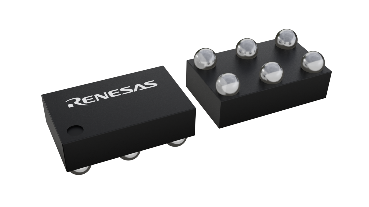 3D illustration featuring top and bottom views of WLCSP IC chip package with 6 lead count.