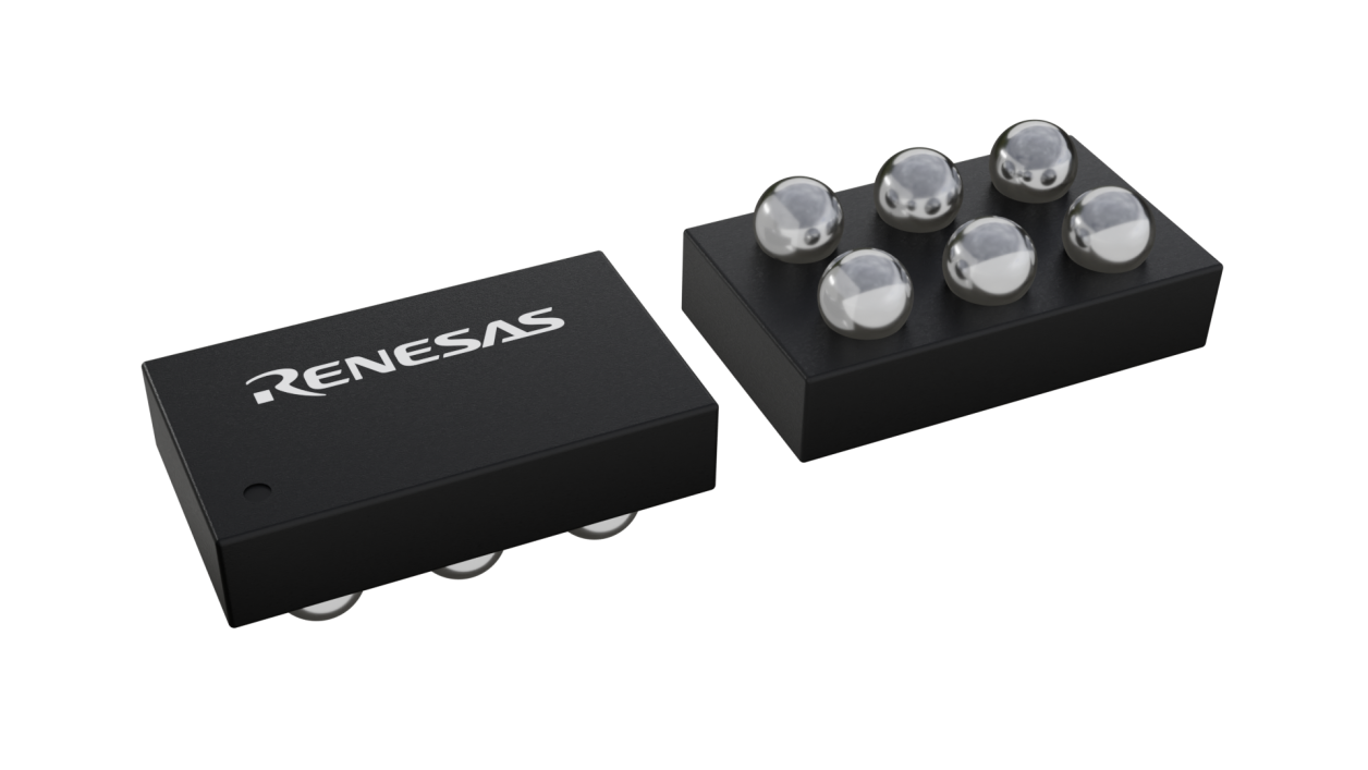 3D illustration featuring top and bottom views of WLCSP-BP IC chip package with 6 lead count.