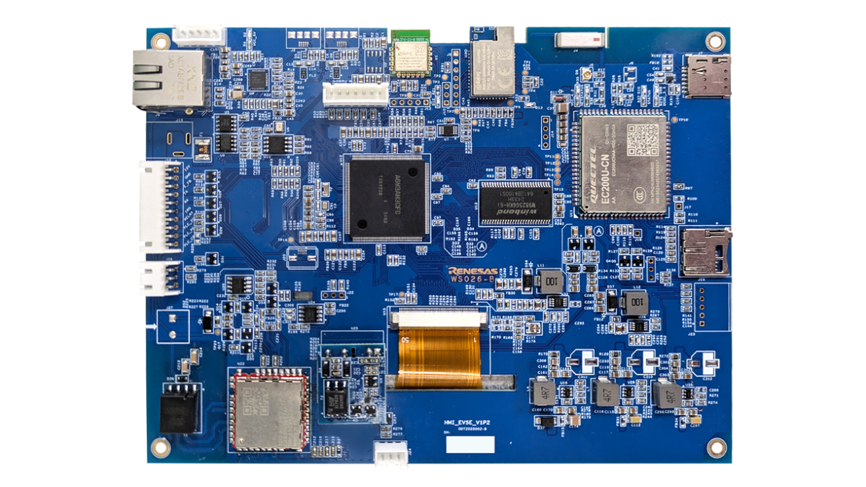 WS026-L2EVCHGR-REFZ 参考设计 HMI 板的顶视图。