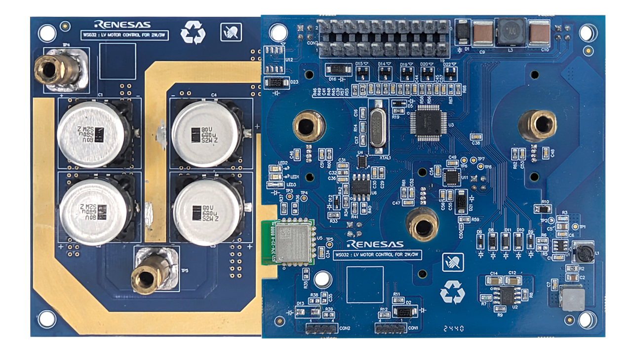 WS032-LVMOTCTL-REFZ Low-Voltage Motor Controller Power Board Connected to Motor Controller Board