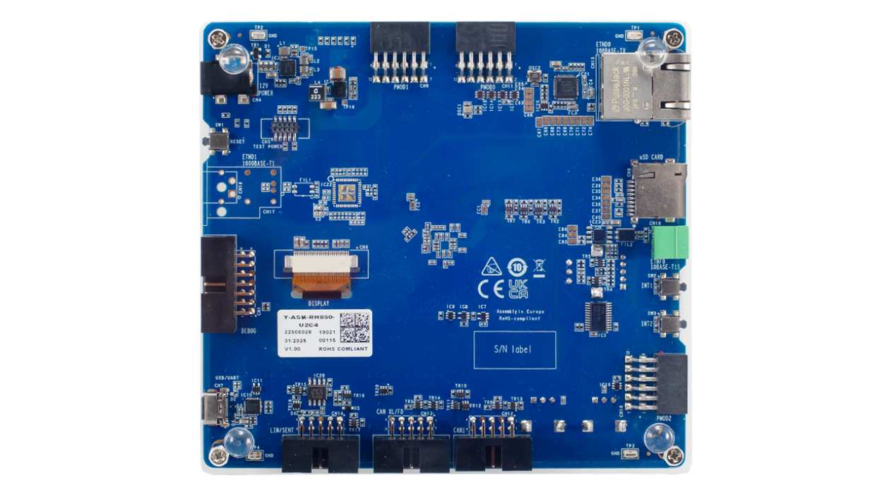 Bottom view of Y-ASK-RH850U2C4 board.