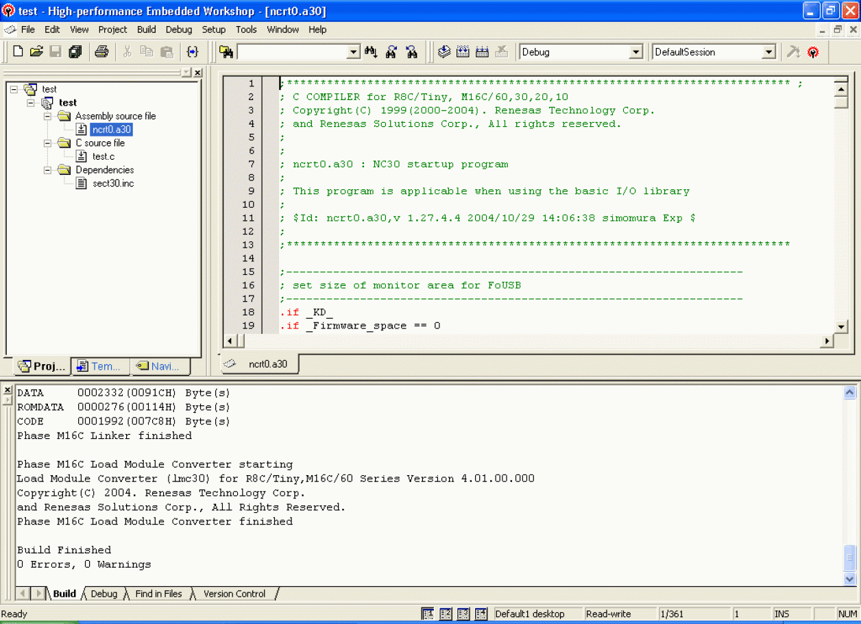 C/C++ Compiler Package for M16C Series and R8C Family