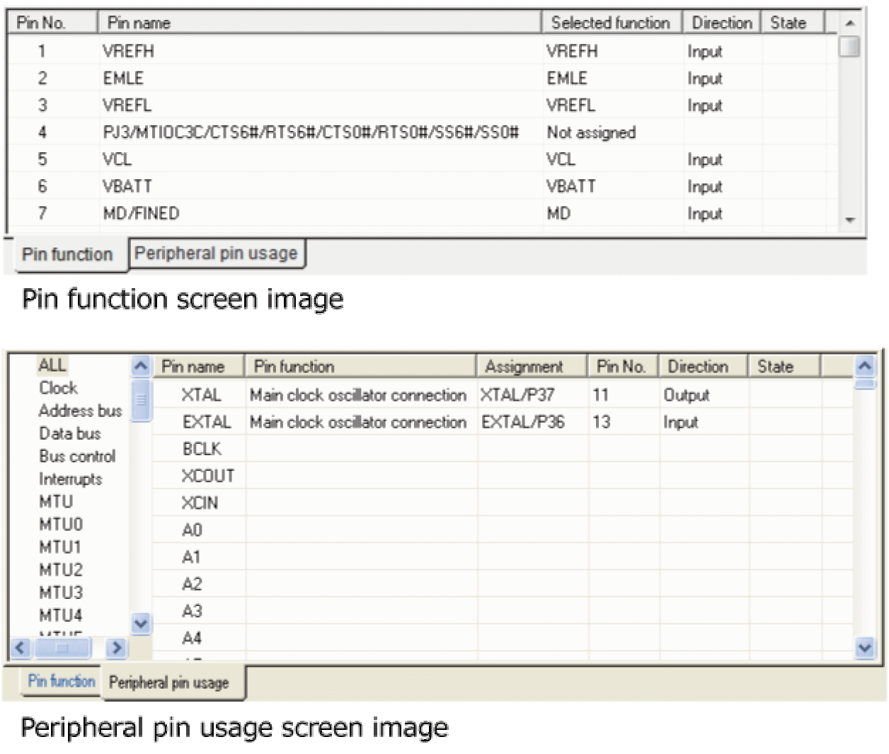 Pin window for identifying pin conflicts (V.2 only)