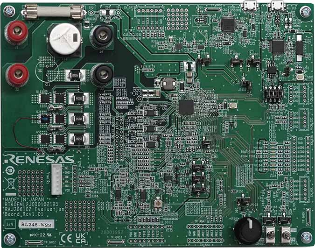 RAJ306102 General-Purpose Motor Control Evaluation Board - Top