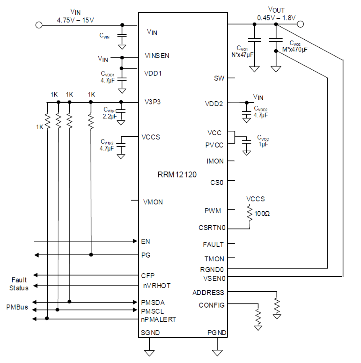 RRM12120 - Typical Application Circuit, 4.75V-15V