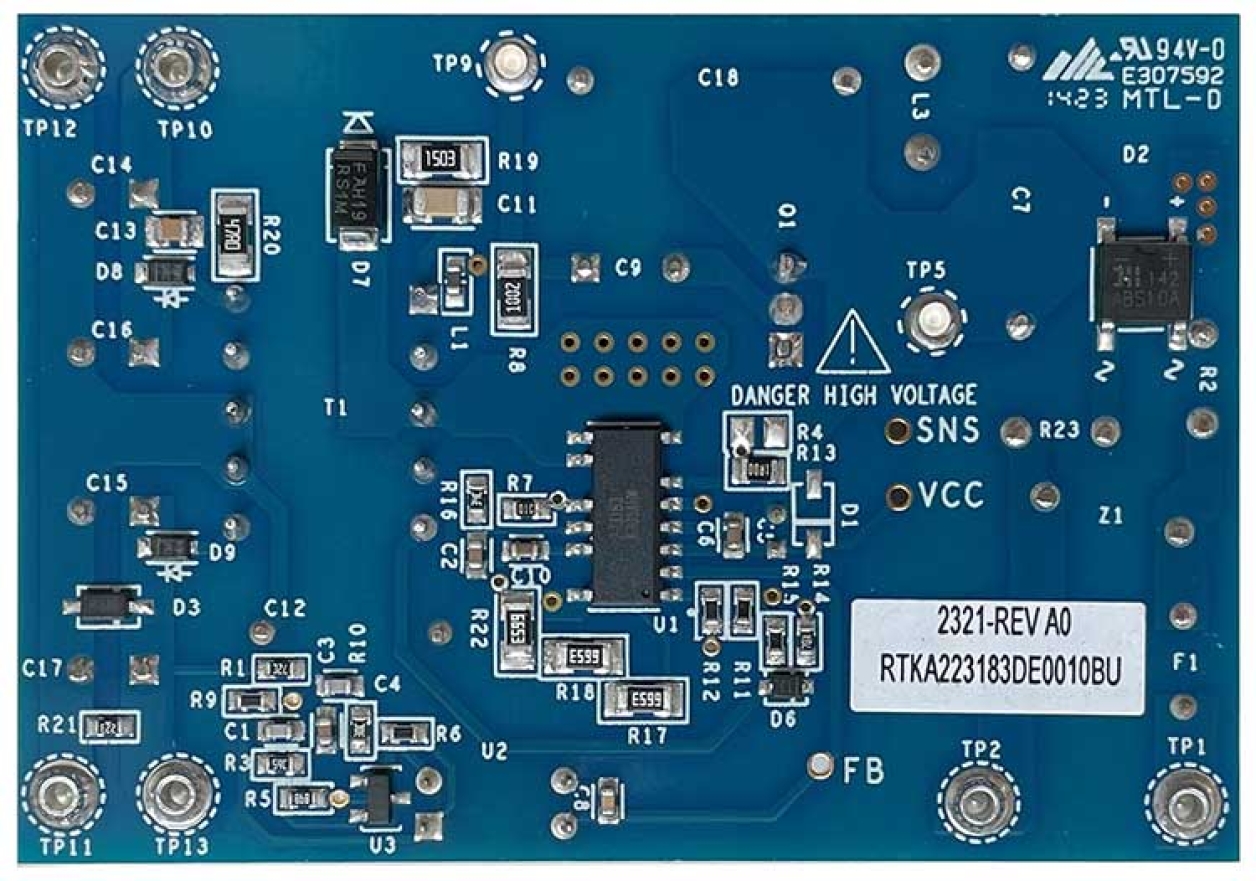 RTKA223183DE0010BU Flyback Regulator Evaluation Board - Bottom