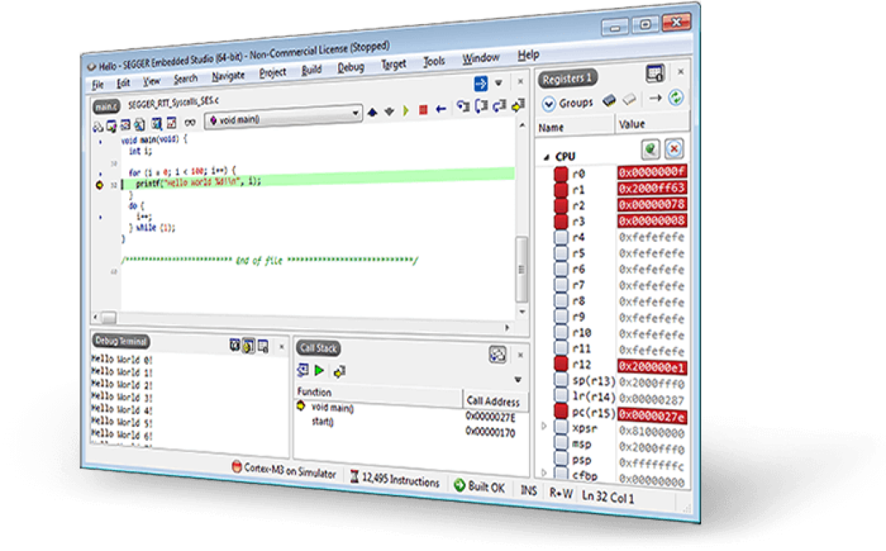 Debugging in SEGGER Embedded Studio