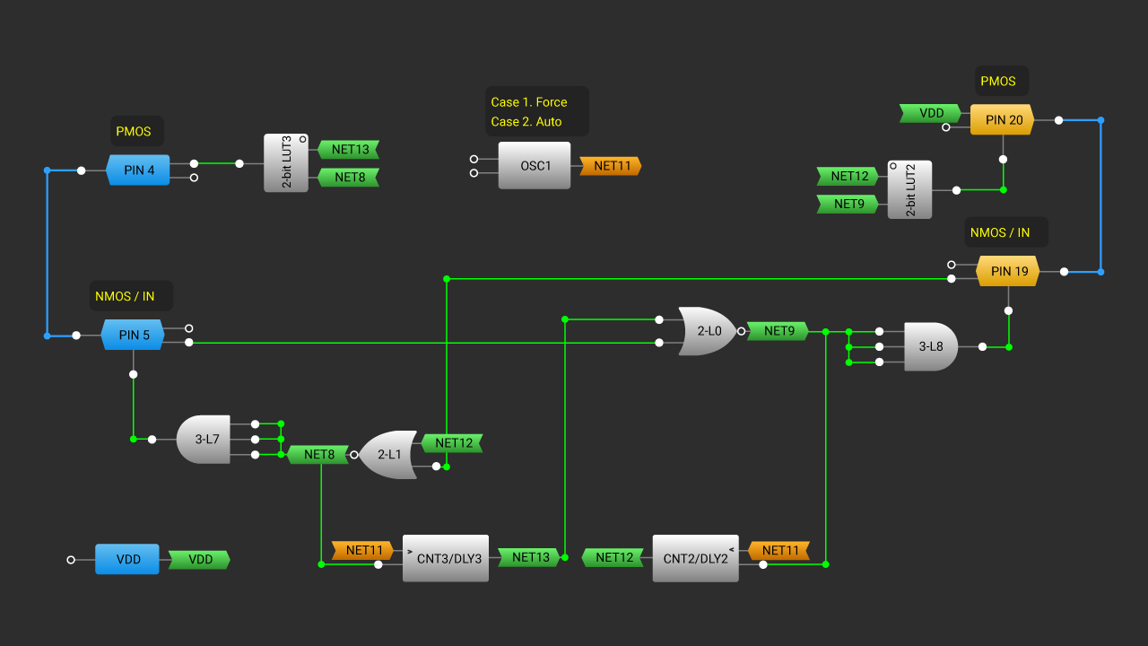 GreenPAK Level Shifter Schematic Diagram Schematic circuit diagram featuring GreenPAK Ievel shifter solution.