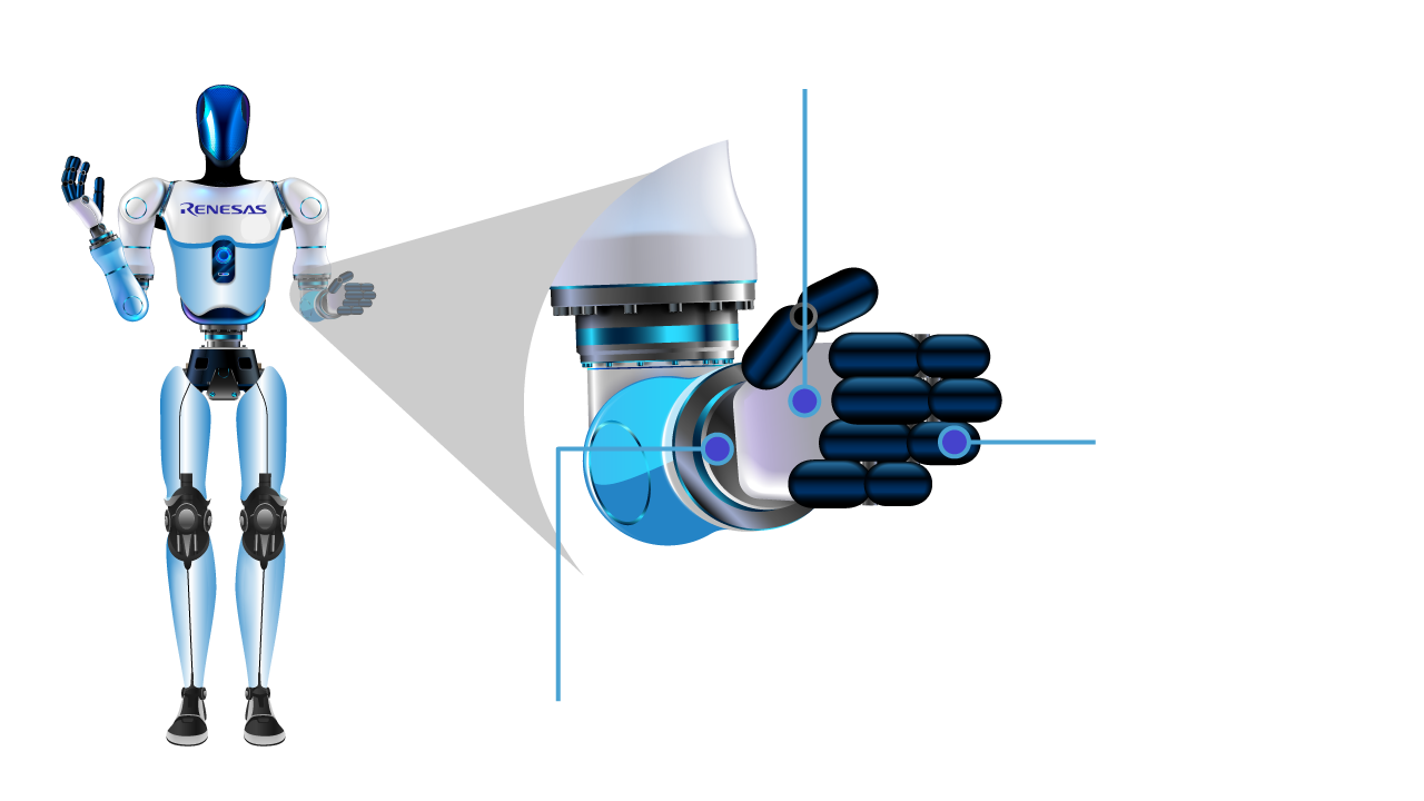 Illustration featuring motor control capabilities of a humanoid robot.