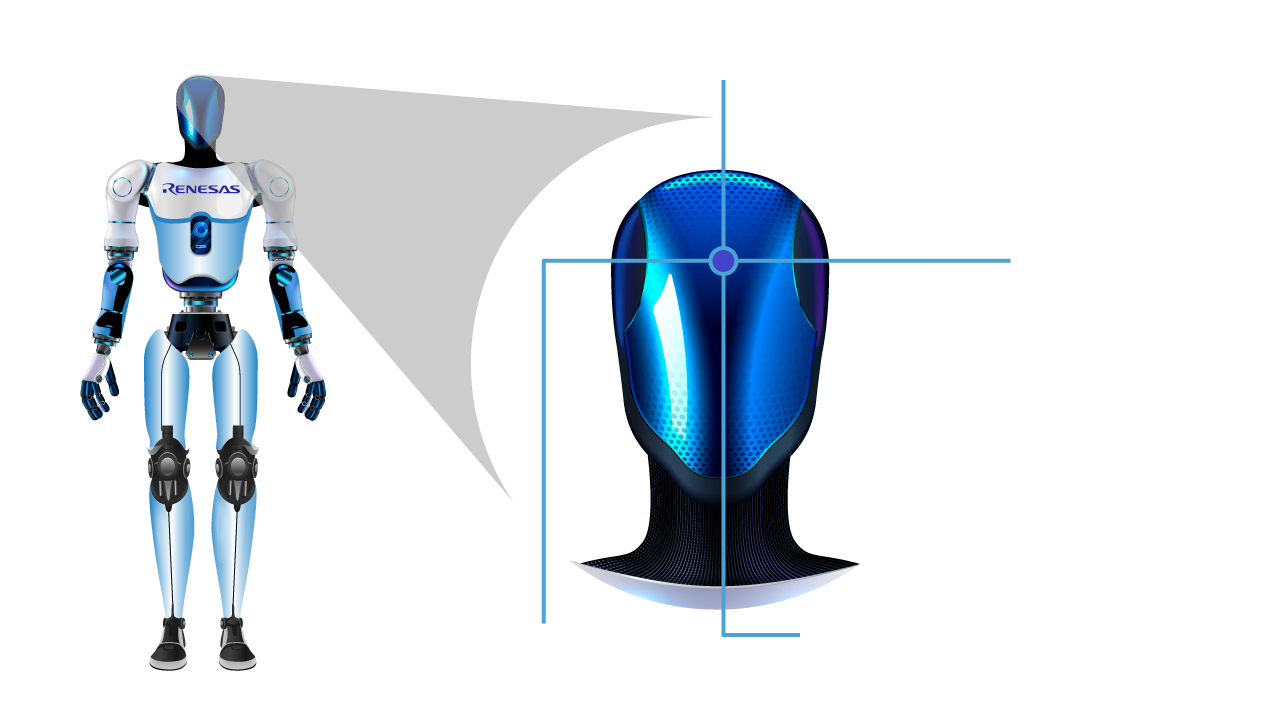 Illustration featuring navigation capabilities of a humanoid robot.